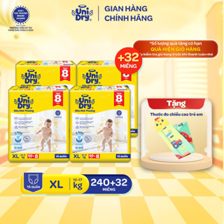 [Siêu khô thoáng] Combo 4 Tã quần UniDry Siêu khô thoáng gói Super Jumbo mới size M76/L68/XL60/XXL54 + 8 miếng