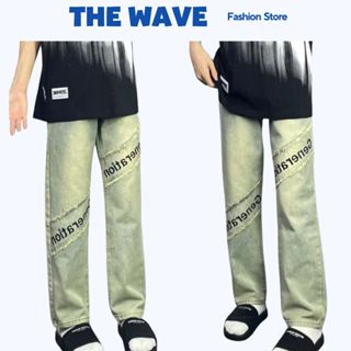 Quần Jean Nam Boy Phố Thêu Chữ Chéo BANGOULUO Ống Suông, Quần Jean Baggy Nam Đứng Siêu Đẹp - THEWAVE