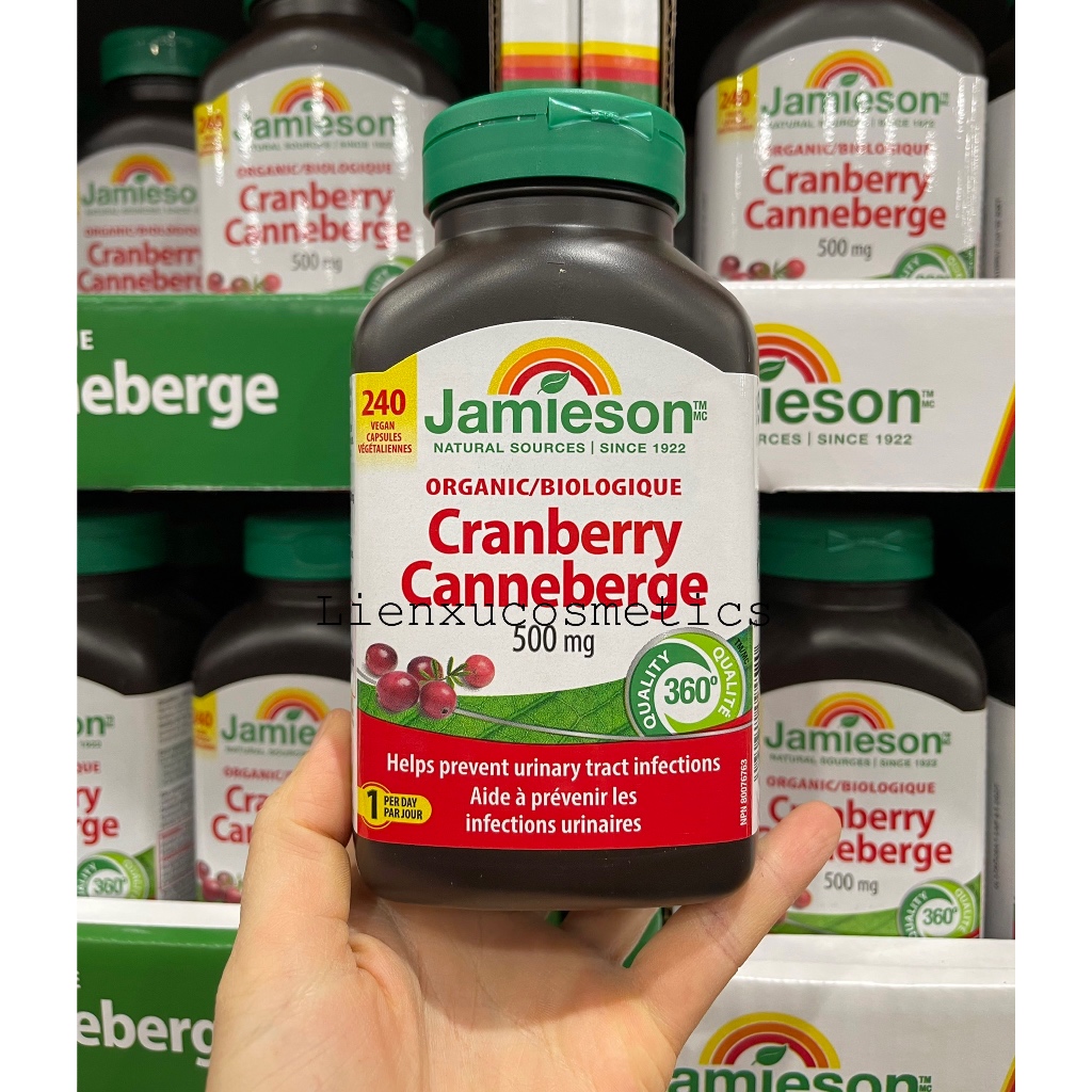 Nam việt quất Jamieson Cranberry 500mg chống oxy hoá và ngua nhiem trung đường tiết niệu; hộp 240 vi