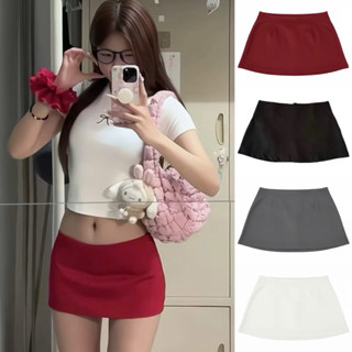  Chân Váy Chữ A Ngắn Basic Cạp Trễ Phong Cách Y2K Có Quần Bảo Hộ Nhiều Màu Cực Xinh V80 