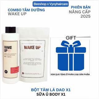  Bộ sản phẩm bột tắm và sữa ủ Wake Up hổ trợ dưỡng trắng mịn da vyvyhaircare320gr 