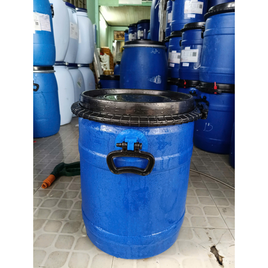 (Nhựa HPDE) Thùng phi nhựa y tế cũ 40L, thùng phuy xanh y tế 40L , thùng đựng nước 40L,... (mới 99%)
