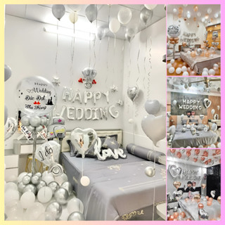 Set Bóng Trang Trí Phòng Cưới, Bóng Bay Trang Trí Phòng Cưới [TẶNG 100 CÁNH HOA HỒNG LỤA]