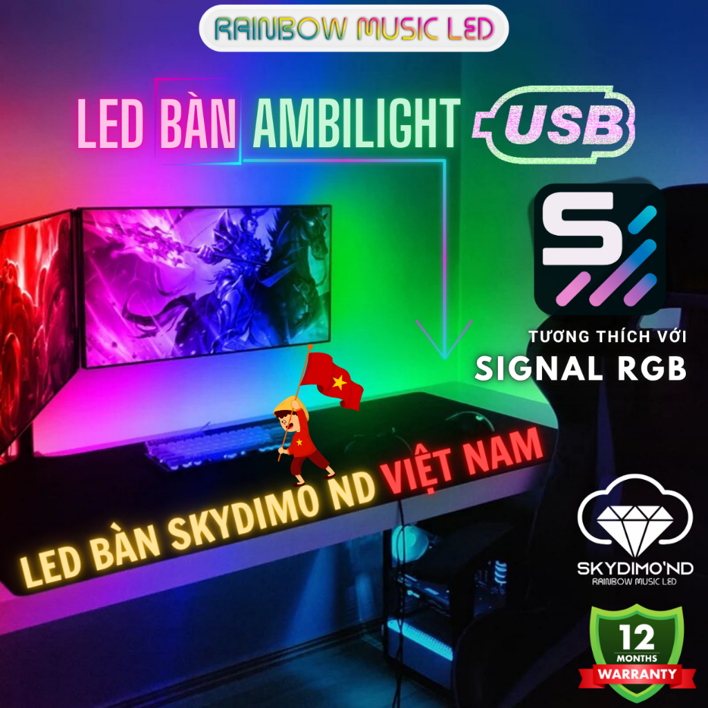 Đèn Led Bàn Ambilight Skydimo 'nd RAINBOW MUSIC LED | USB | tương thích với SignalRGB | 60 FPS