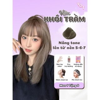  Kem nhuộm tóc Nâu Khói Trầm VOT Hair tại nhà Dưỡng tóc Keratin – Argan Oil Tặng oxy trợ dưỡng tóc 