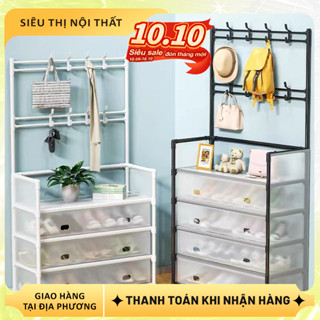 Kệ 5 Tầng Để Giày Dép Giá Treo Đồ Khung Thép Carbon Chắc Chắn Có Màng Chắn Chống Bụi Bẩn