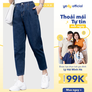 [GIẢM 10%] Quần jean nữ Yody dáng baggy thoải mái, quần bò co giãn, cạp cao chuẩn trend TRA- QJN3076