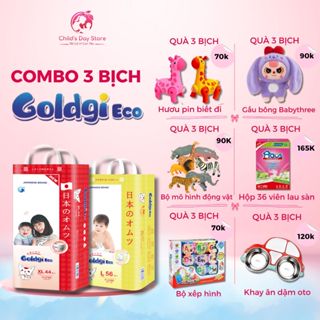 [COMBO 3 BỊCH] Tã Bỉm Nhật Goldgi Eco Mỏng Nhẹ, Thâm Hút Tốt, Ngừa Hăm Da Dành Cho Bé
