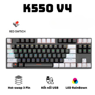 Bàn phím cơ Gaming K550 Ziyou V4 Red Switch - Hot-swap TKL 87 phím , LED Rainbow , chống nước