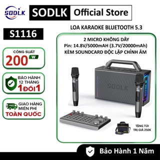 Loa Karaoke di động SODLK S1116 Kèm Bộ Soundcard | Bluetooth 5.3 | Pin 12000mAh | Hàng Chính hãng