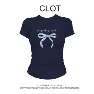  áo thun ôm body nữ Xanh đậm CLOT - baby tee áo girl phố style xinh  In hình nơ 