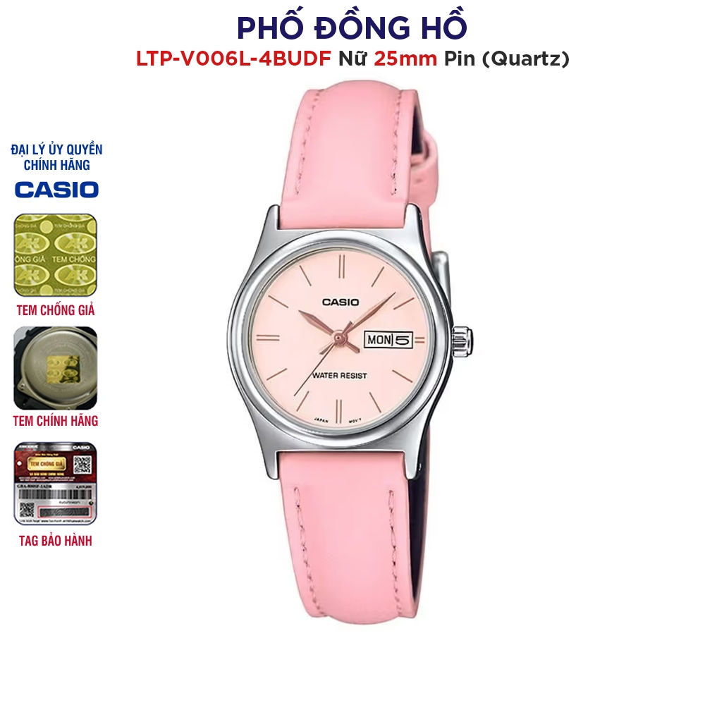 Đồng hồ nữ dây da Casio Anh Khuê LTP-V006L-4BUDF chính hãng