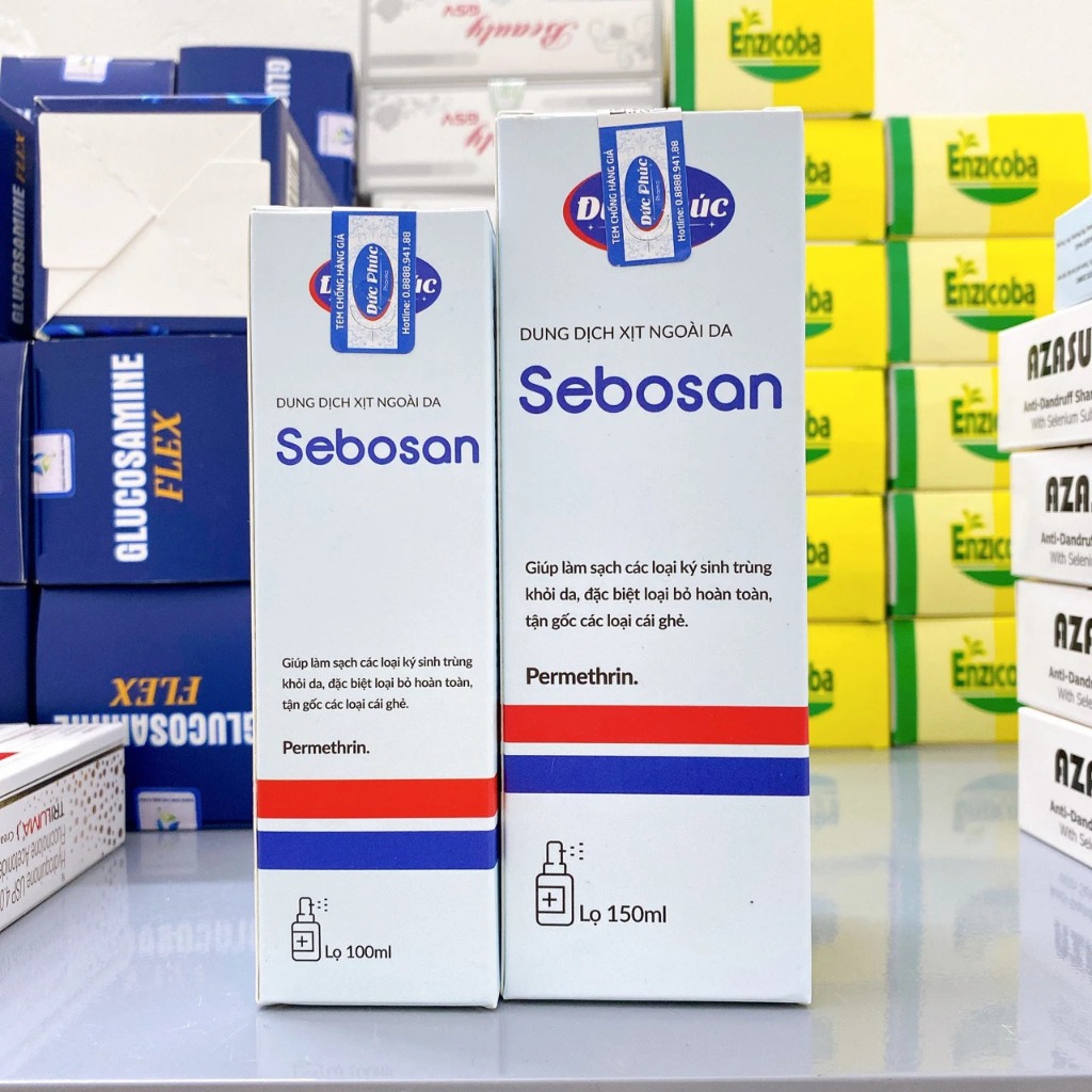 Xịt ghẻ Sebosan / Kem bôi ghẻ Sebosan - Giúp loại bỏ ghẻ và kí sinh trùng trên da, giảm mẩn ngứa, dị
