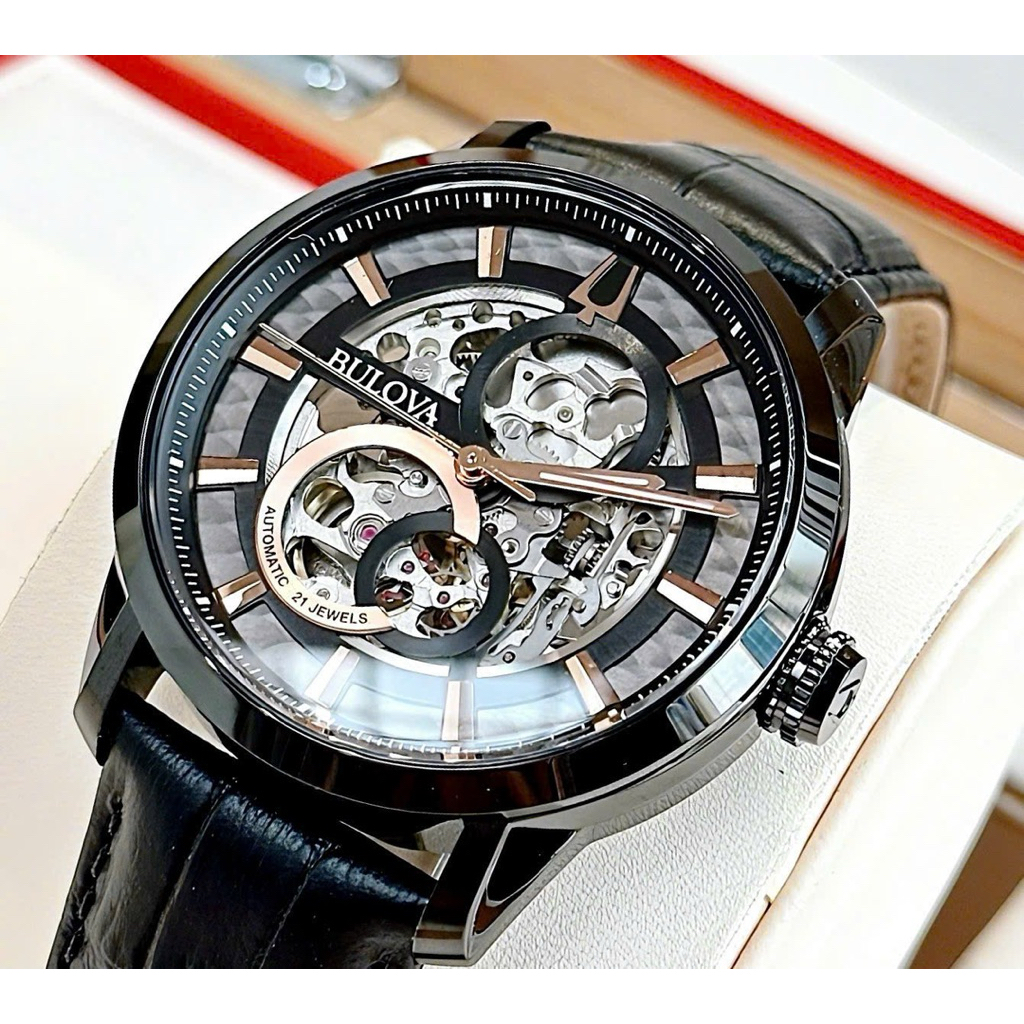 Bulova 98A283 Automatic Size 43 Skeleton Black Dial