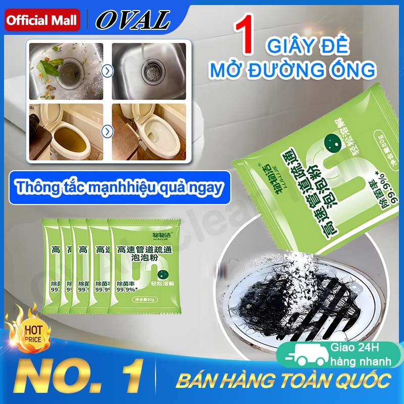 OVAL bột thông cống cực mạnh thông tắc bồn cầu thông tắc đường ống không mùi, Không tắc Đường Ống Nhanh Chóng 80g