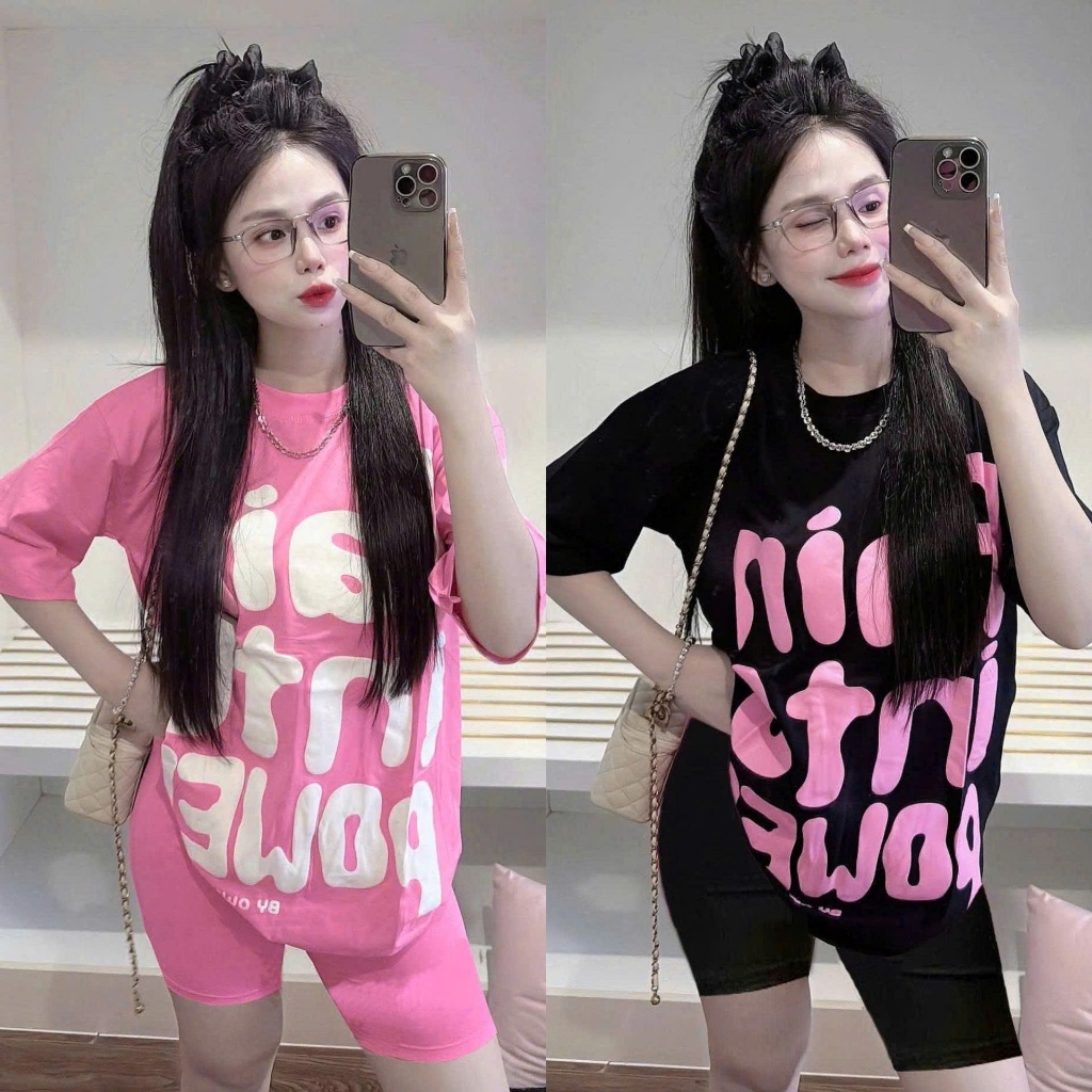 Set Đồ Bộ Nữ Quần Lửng Chất Tăm Lạnh Áo FORM RỘNG CHỮ FOWER Mặc Nhà Đi Chơi  Màu Hè Đẹp