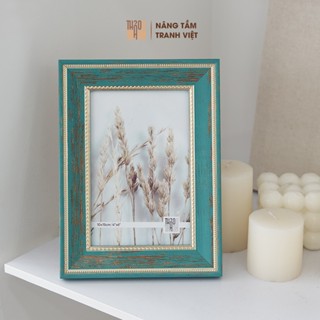  Khung Hình Để Bàn 10x15 Cao Cấp Mặt Kính - Viền Xanh Cổ Điển - Tặng Kèm In Ảnh - TT003 