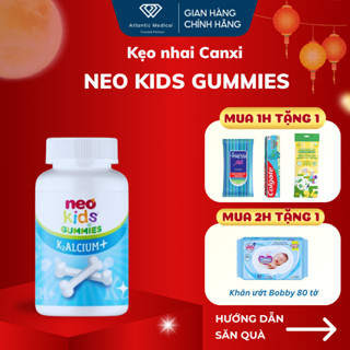 [Quà Tự Chọn] Kẹo Dẻo Canxi Vị Sữa Chua NEO KIDS GUMMIES K2ALCIUM Bổ Sung Canxi D3 K2 MK7 Cho Con Cao Lớn Lọ 60 Viên