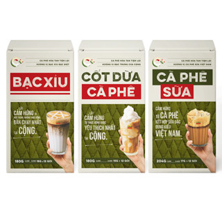 Combo 3 hộp cà phê hoà tan Cộng Cà Phê: bạc xỉu, cốt dừa cà phê, cà phê sữa