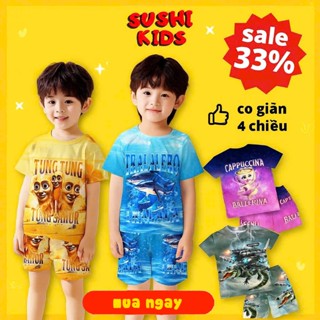 [Đồ Bộ Bé Trai In 3D] | Chất Thun Lạnh Thái Mát Mẻ – Họa Tiết Độc Lạ Từ Vũ Trụ Brainrot | SUSHI KIDS