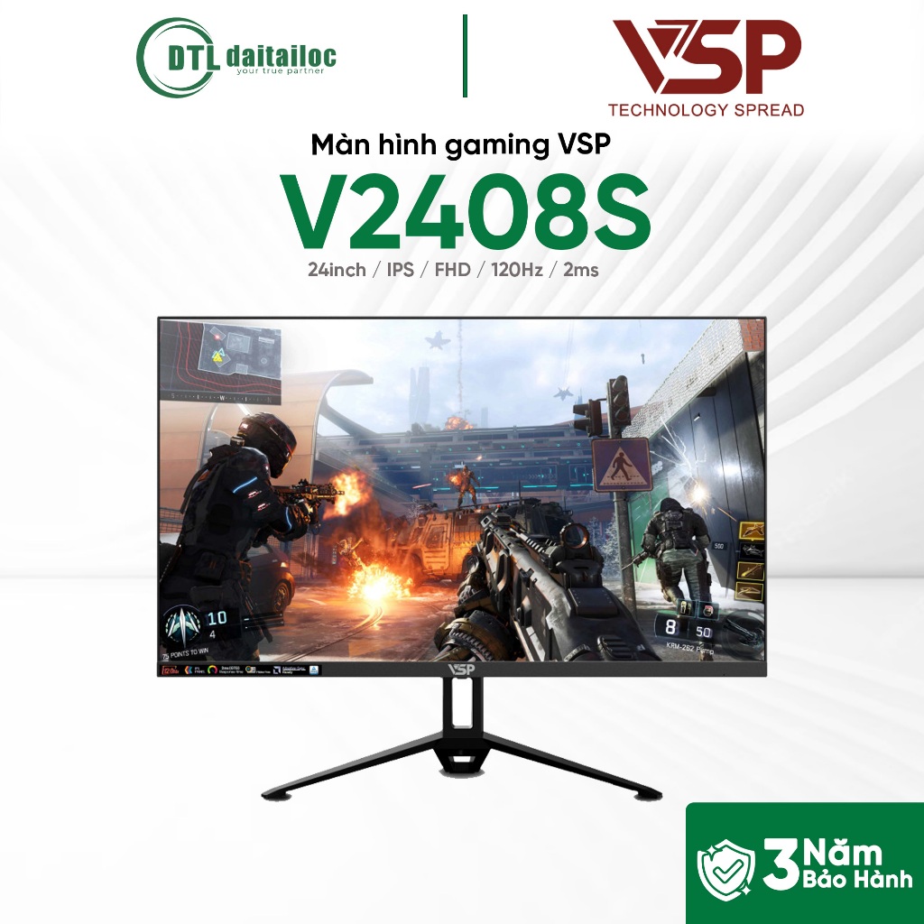 Màn hình gaming VSP V2408S 24inch IPS FHD 120Hz 2ms Adaptive-Sync Đen Ver2025 | Chính Hãng | Bảo hàn