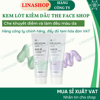 Kem lót kiềm dầu và hiệu chỉnh tông da Air Cotton Base The Face Shop 40ml