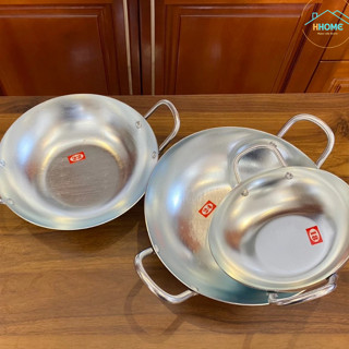[Kho Sỉ] Combo 3 Chảo Nhôm Hai Quai 18-22-24 CM Sâu Lòng Hàng Rẻ Bền Đẹp, Xào Nấu Đủ Món - Hùng home
