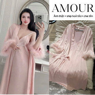  SP122 Set choàng mix Váy ngủ hai dây đầm mặc nhà chất lụa hàng Quảng Châu cao cấp 