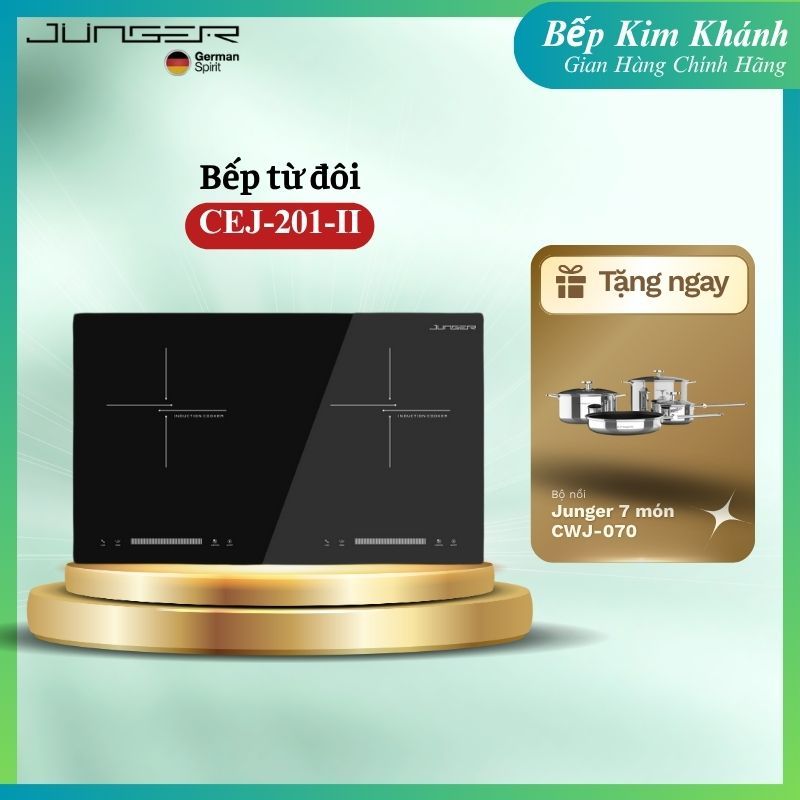 Mua Bếp từ đôi Junger CEJ-201-II tặng Bộ nồi inox 7 chi tiết Junger CWJ 070