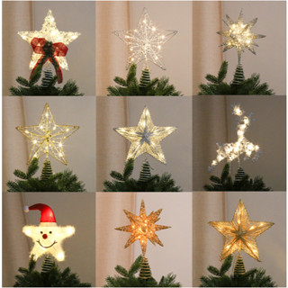    HCM   Ngôi sao đỉnh sử dụng đèn LED gắn đỉnh cây thông noel đẹp mắt sử dụng nguồn 220v hoặc 3x Pin 2A 