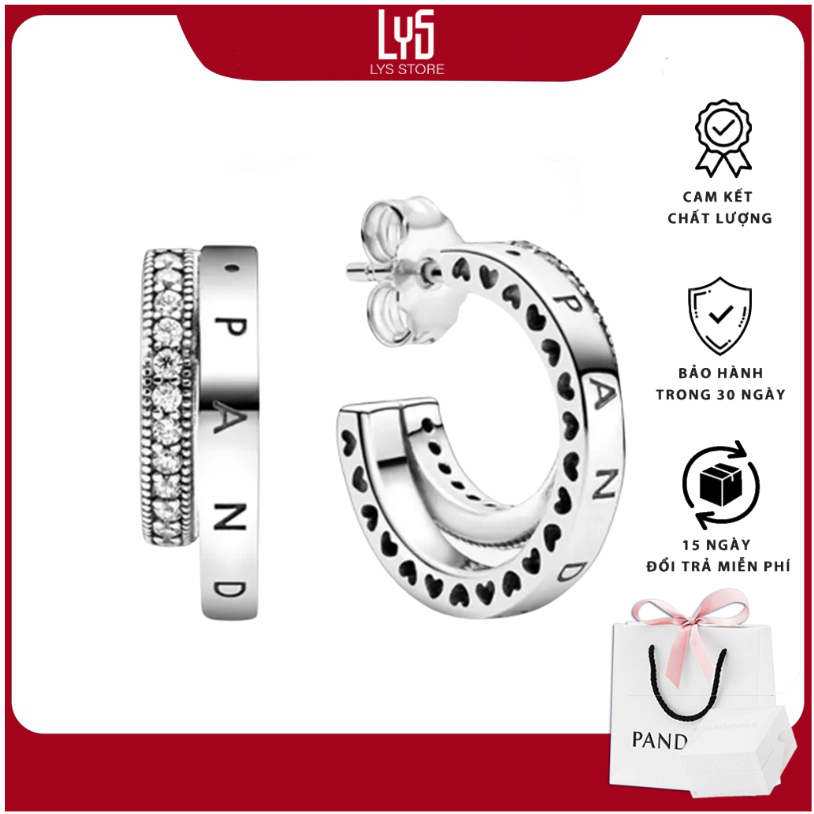 Khuyên tai bạc nữ Lys Pavé Double Hoop 3021SV - Bạc S925 ALE