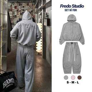  Set Bộ Nỉ Hàn Hai Hình Thêu Fredo Studio Set Hoodie Zip Nỉ Hai Da Không Xù Lông Siêu Dày Dặn FHD112 