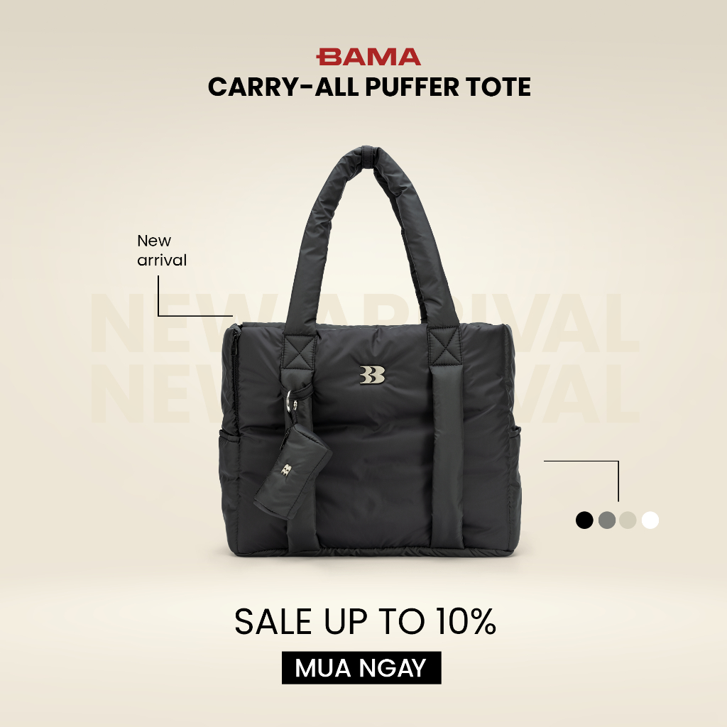 Túi tote phao chần bông nam nữ BAMA Carry-All Puffer Tote chống nước nhiều ngăn đi chơi dạo phố