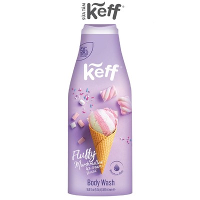 Sữa tắm  Keff (vỏ tím) hương kem kẹo dẻo marshmallow chai 500ml - Body Wash – Fluffy Marshmallow Ice Cream Scented