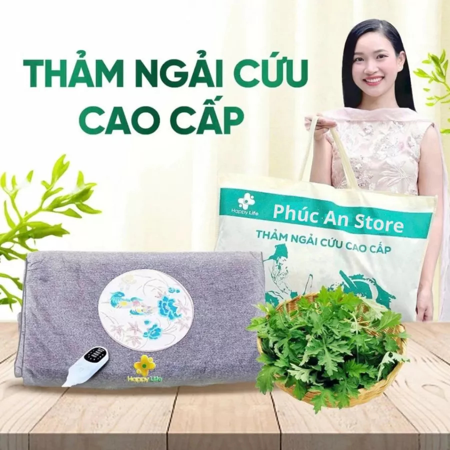 Thảm Ngải Cứu Đông Y Phúc An Cao Cấp Chính Hãng – Kèm Gối Ngải Cứu, Thải Điện, Đệm Sưởi Giữ Ấm
