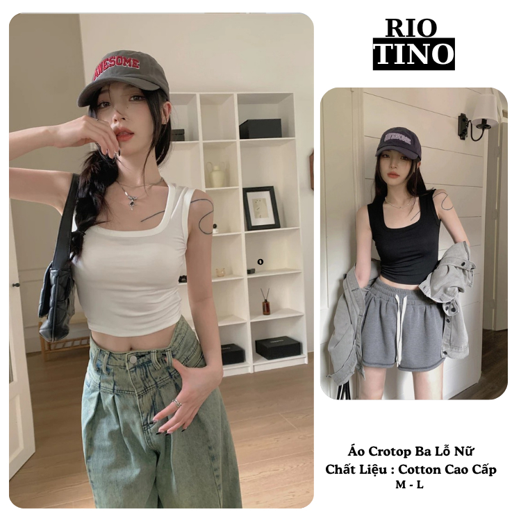 Áo croptop ba lỗ nữ RIOTINO, Áo 3 lỗ nữ gân tăm cao cấp ôm body gợi cảm A010