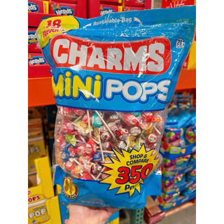   Date 2027   🍎🍇🍒🥤 KẸO MÚT MIX 18 HƯƠNG VỊ TRÁI CÂY VÀ NƯỚC NGỌT CỦA MỸ CHARMS MINI POPS TÚI 200 cây 350 cây 