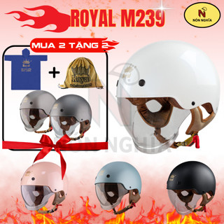  {TẶNG PHỤ KIỆN} Mũ bảo hiểm nửa đầu Royal M239 kính âm cho nam và nữ - chính hãng - Phong cách thời trang 