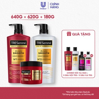 [Live] Combo Dầu Gội - Dầu Xả - Kem Ủ Tresemme Keratin Smooth/ Bond Repair Cho Tóc Vào Nếp 640g,620g,180ml 