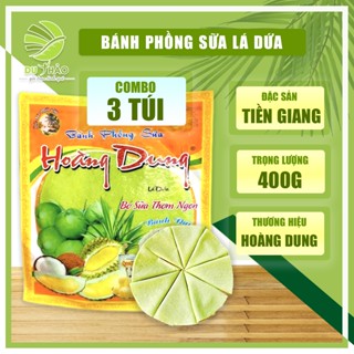 Combo 3 gói Bánh Phồng Sữa Lá Dứa Hoàng Dung gói 10 bánh, bánh tráng sữa ăn liền đặc sản Tiền Giang