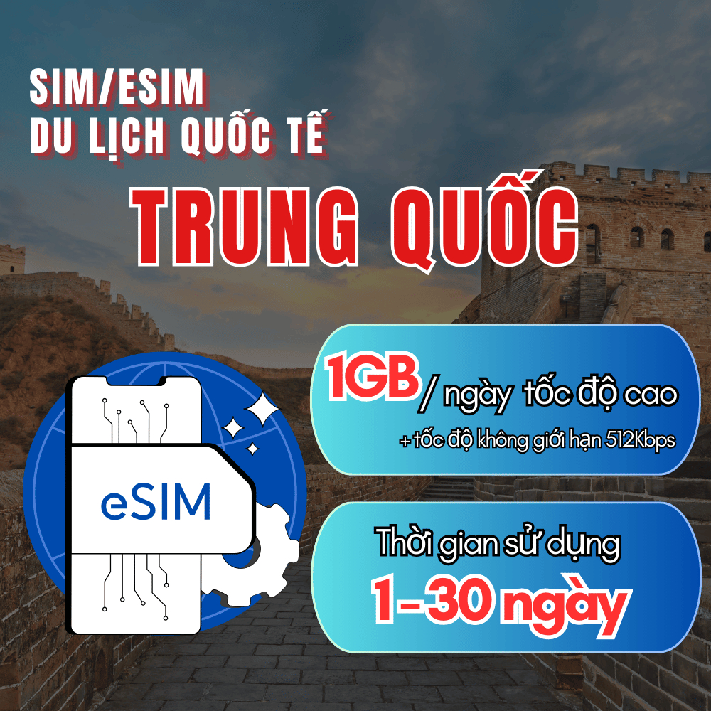 Sim Du Lịch Trung Quốc – Data Không Giới Hạn, Dùng 3–10 Ngày, China Mobile Siêu Ổn Định
