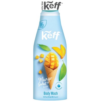 Sữa tắm Keff (vỏ xanh da trời) hương kem xoài mát lạnh chai 500ml - Body Wash – Mango Sorbet Ice Cream Scented