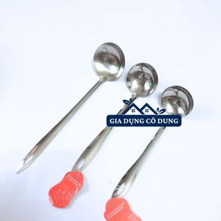 Vá Múc Canh, Vá Lẩu Trơn Inox Không Gỉ Cán Dài Tiện Lợi Dài 24CM 26CM 32CM