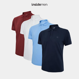 Áo Polo Nam INSIDEMEN Ngắn Tay Cổ Bẻ Mẫu Trơn Đường May Chuẩn Thêu Logo Trước Ngực Tinh Tế IPS036S3