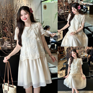  EVERMOM l Đầm bầu Hachic tulip hoa thêu váy voan liền thân thanh lịch cho mẹ mang bầu và sau sinh 