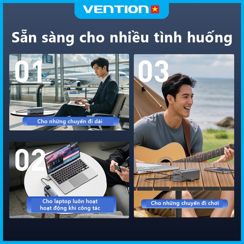 Pin Sạc Dự Phòng 20000mAh 100W Vention PD3.0, Màn Hình TFT  Hiển Thị Thông Số, Có Sẵn Cáp USB-C | BigBuy360 - bigbuy360.vn