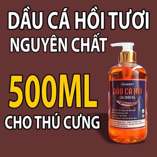  500ml Dầu Cá Hồi Sakipet – Dinh Dưỡng Cao Cho Chó Mèo – Lông Mượt Tăng Đề Kháng Ăn Ngon 