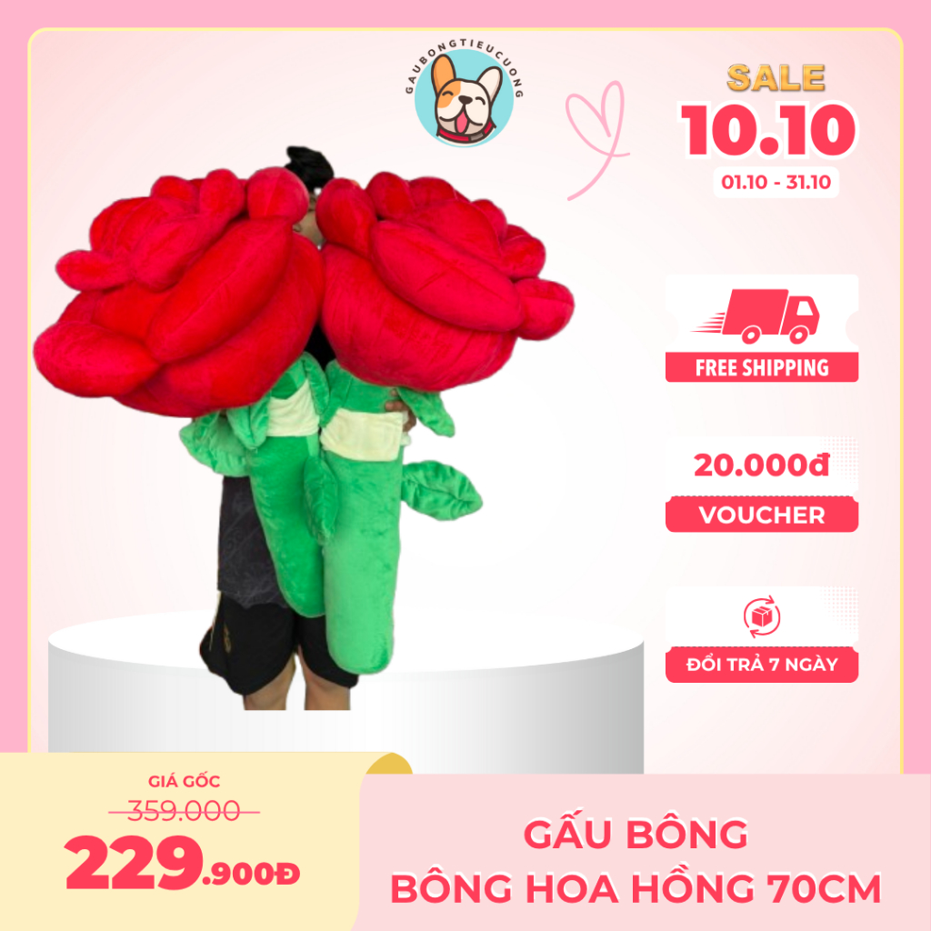 [RẺ VÔ ĐỊCH] Gấu Bông Hoa Hồng Đỏ Khổng Lồ 70cm, Gấu Bông Bông Hoa Hồng 70cm Làm Quà Tặng 20/10