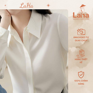  Áo sơ mi nữ dài tay lụa tô châu nhà LAHA cao cấp vải dày mềm rủ không nhăn fom áo rộng thiết kế cúc ẩn nẹp thanh lịch 