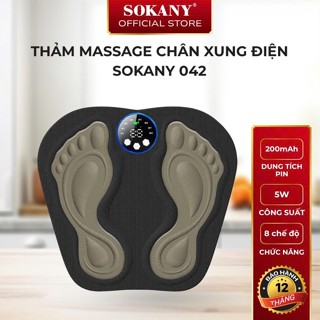 Thảm massage chân xung điện Sokany 042 màn hình led 6 chế độ máy massage bàn chân công nghệ EMS bảo hành 12 tháng